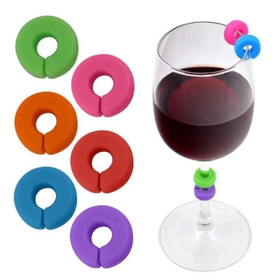 prstenovi za vinske čaše, etikete u boji