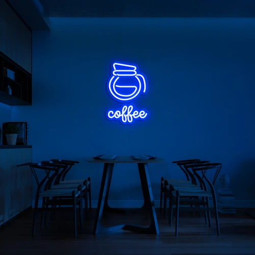 LED 3D neonski logo na zidu COFFEE