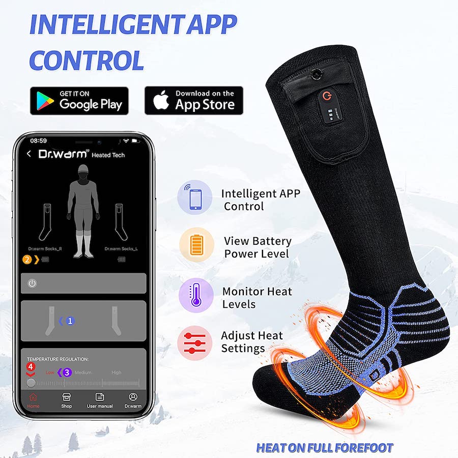 Električne grijane čarape - upravljanje putem mobilne aplikacije za pametni telefon
