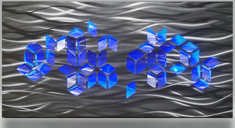 METAL apstraktne zidne slike 3d oblika - led svjetlo