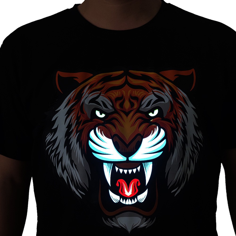 t-shirt tiger led bljeskajuća svjetleća majica