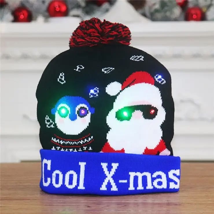 Zimska kapa s pom-pom svjetlećim Božićem s LED žaruljama - COOL X-MAS