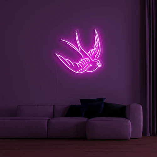 3D LED neonski logo na zidu - golub