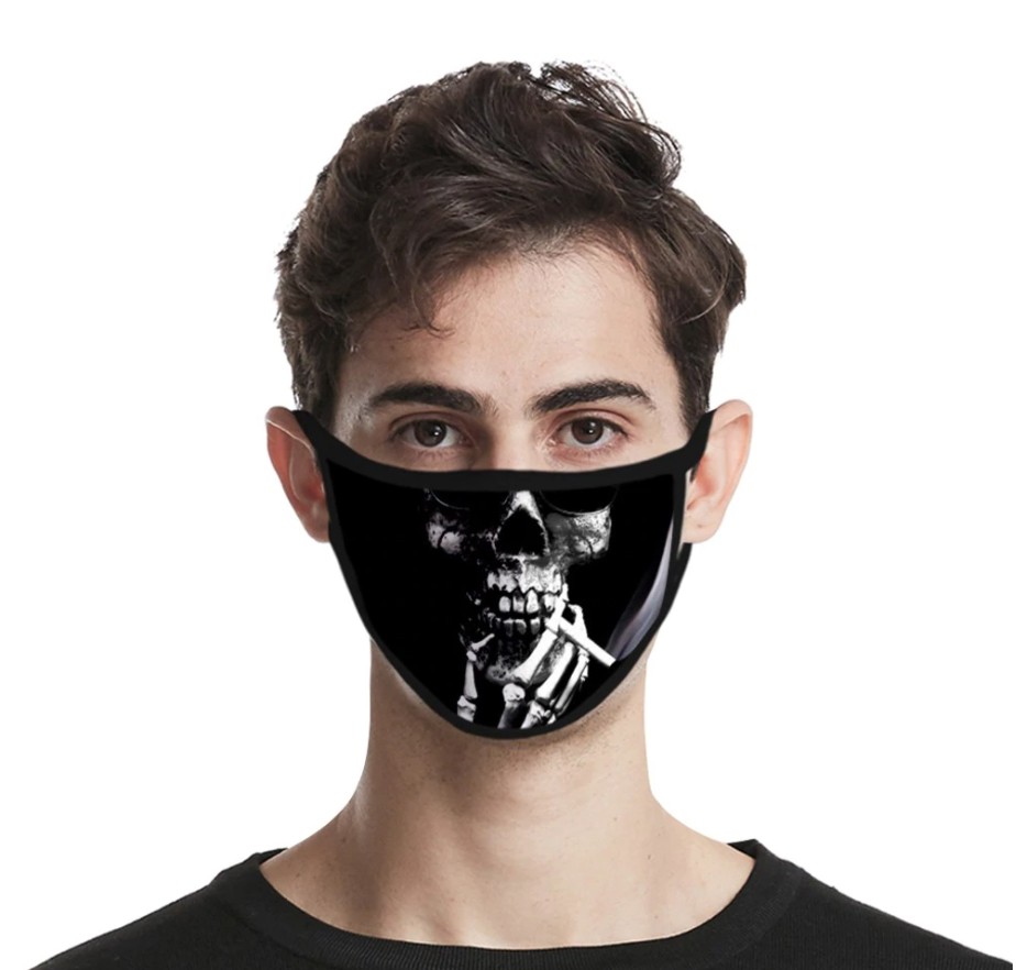 crna zaštitna maska u obliku poliestera lubanje