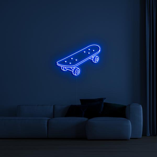 3D svjetleći LED neonski natpis na zidu - skateboard
