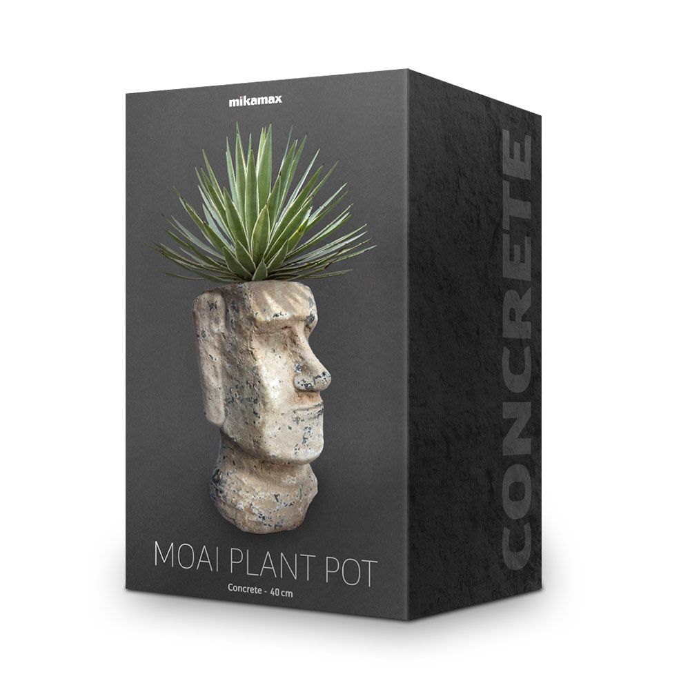 Posuda za cvijeće u obliku moai glave od kamenog betona