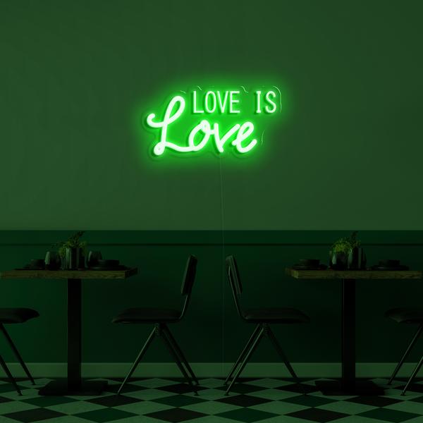 3D neon LED logo na zidu - Love is Love dimenzija 50 cm