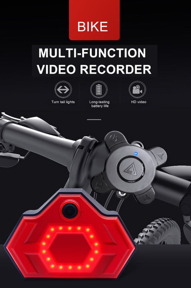 Svjetlo za bicikl s kamerom - stražnje svjetlo s pokazivačima