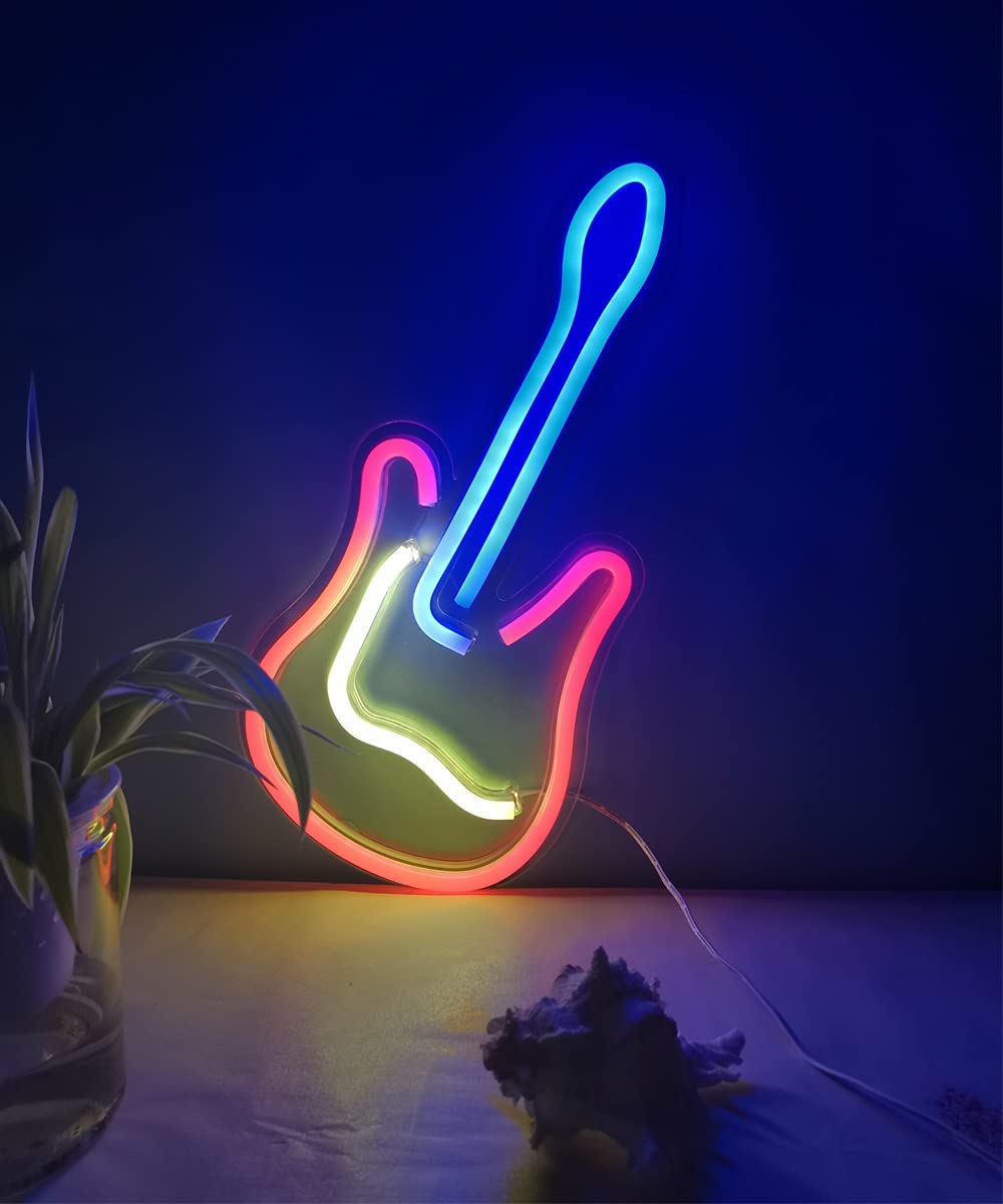 svjetleća gitara na zidu - led neon