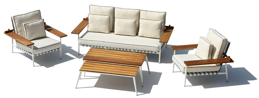 Vanjska vrtna garnitura za sjedenje ekskluzivnog dizajna s drvenim aluminijem i velikim stolom