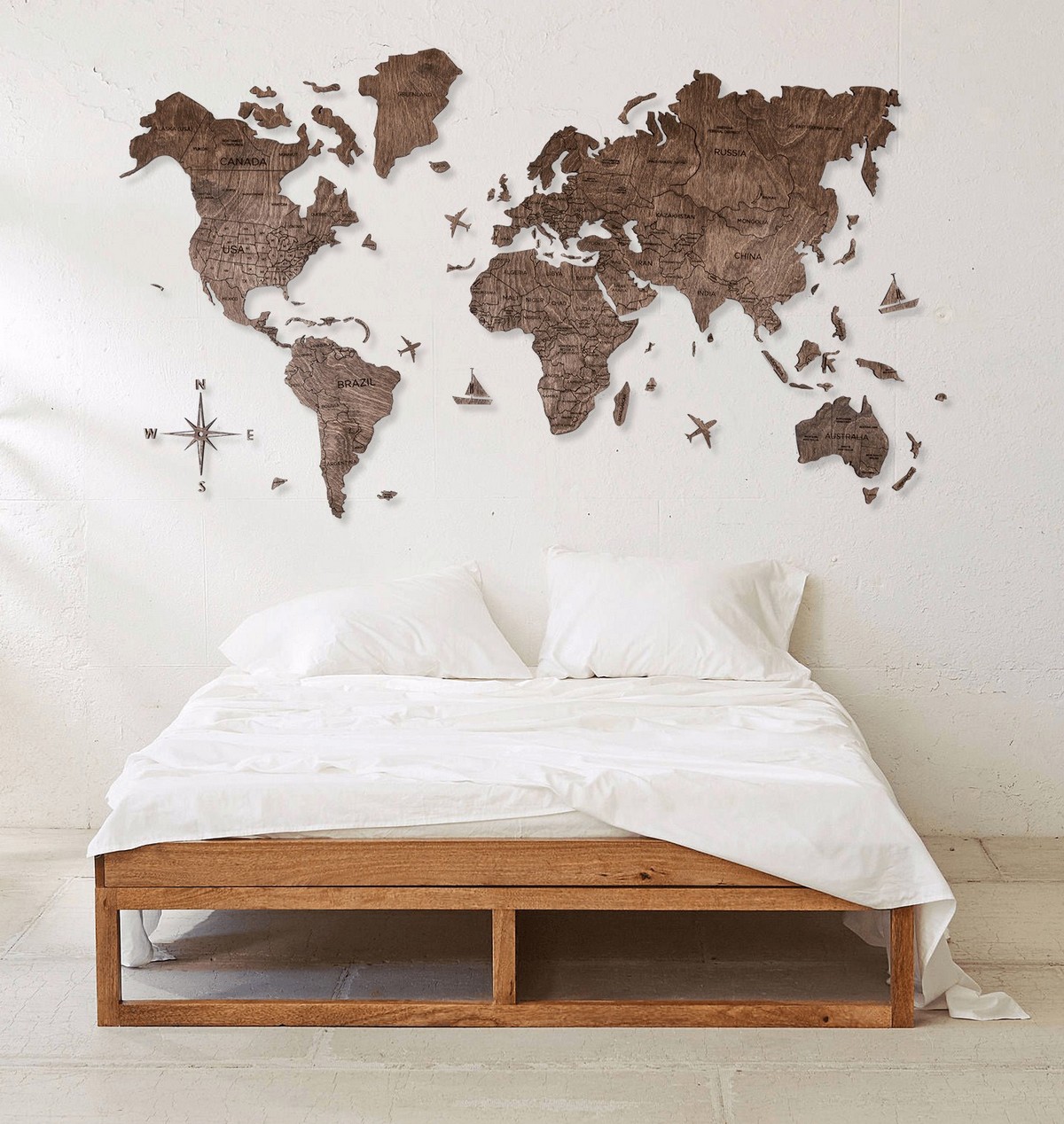 Karta svijeta na zidu 200x120 cm