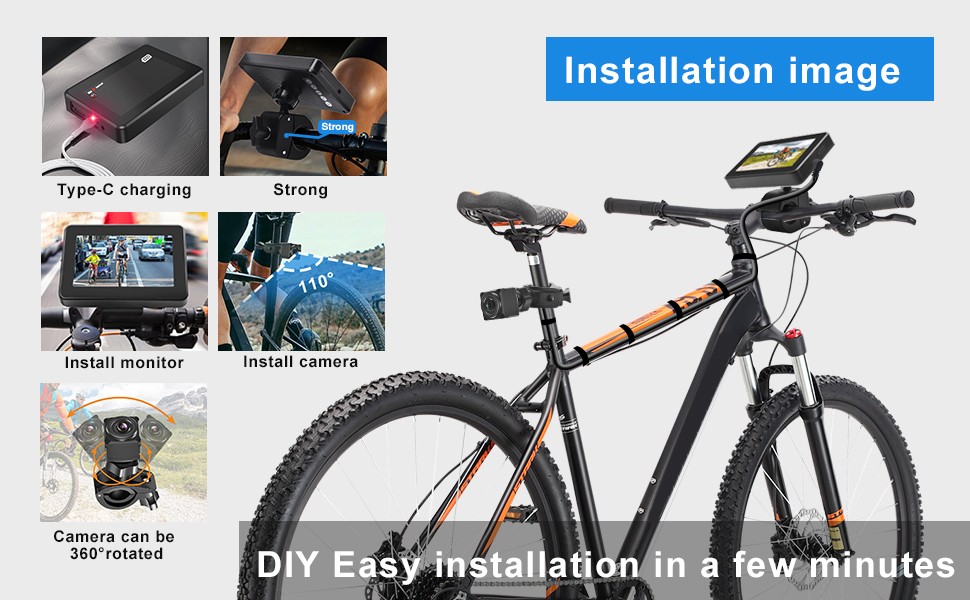 stražnja kamera za bicikl s kompletom monitora za bicikl