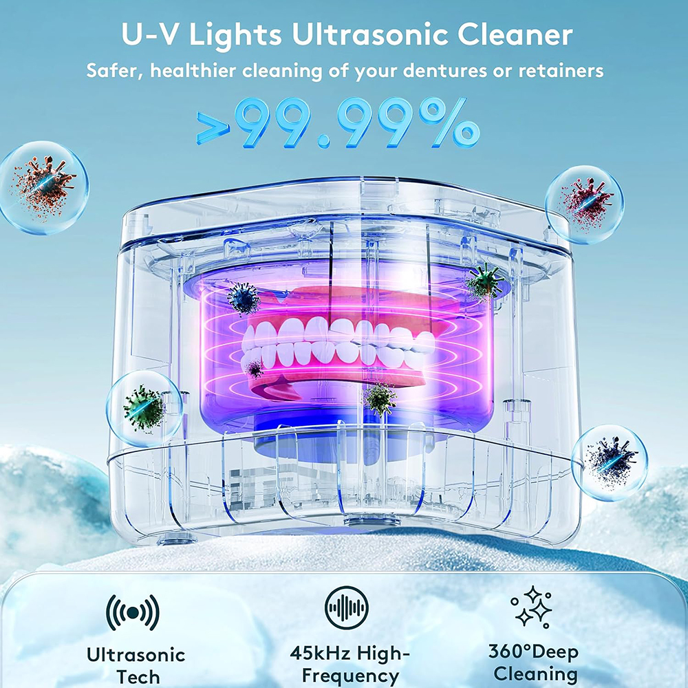 ultrazvučni čistač retainera čistač proteza U-V 99,99% svjetlosno čišćenje