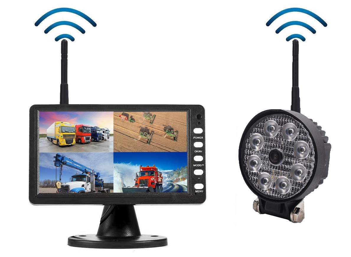 Radni SET - 7" WIFI TFT LED monitor + WiFI kamera za vožnju unatrag 120° 720P AHD s 8 LED svjetla IP68