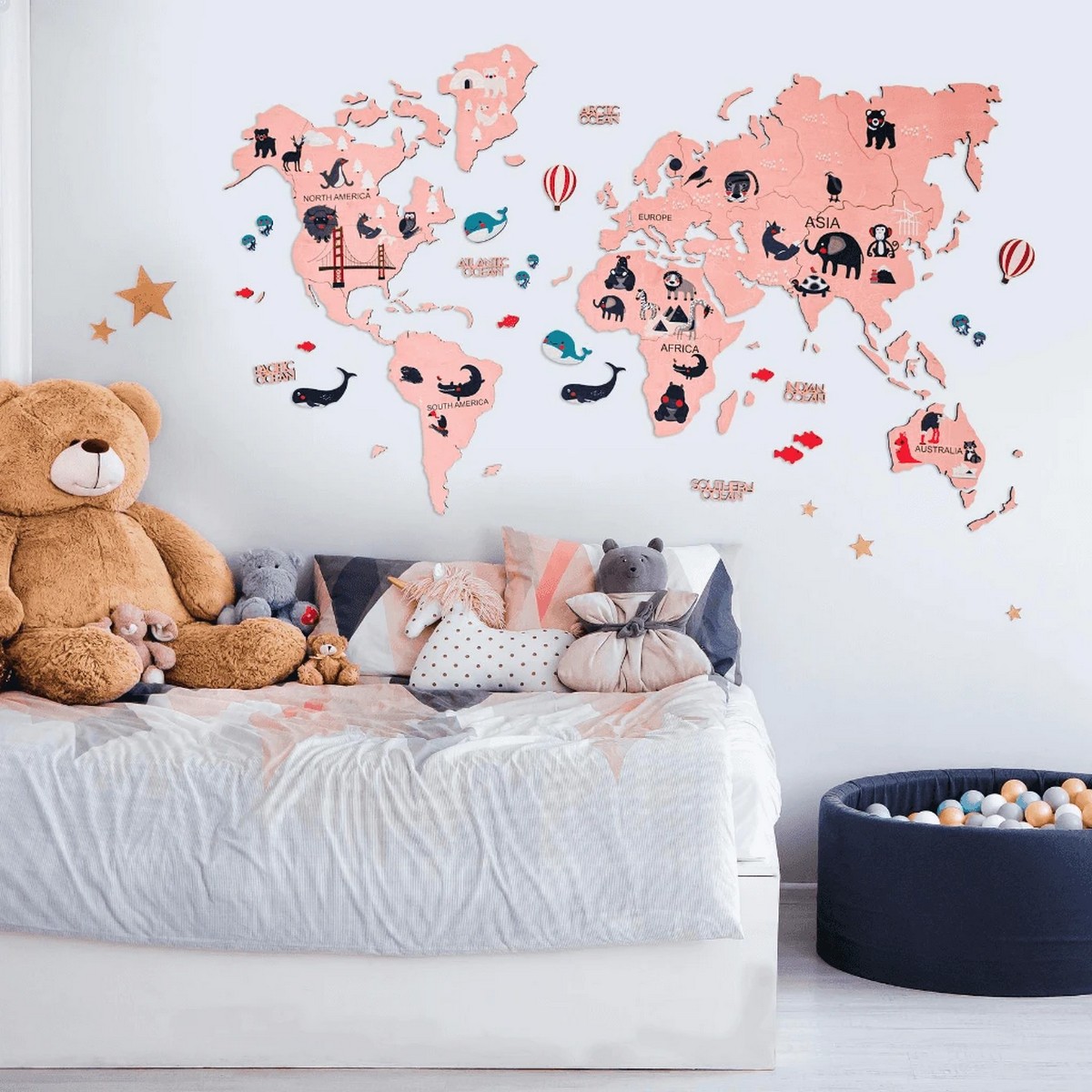 karta svijeta za djecu - ružičasta