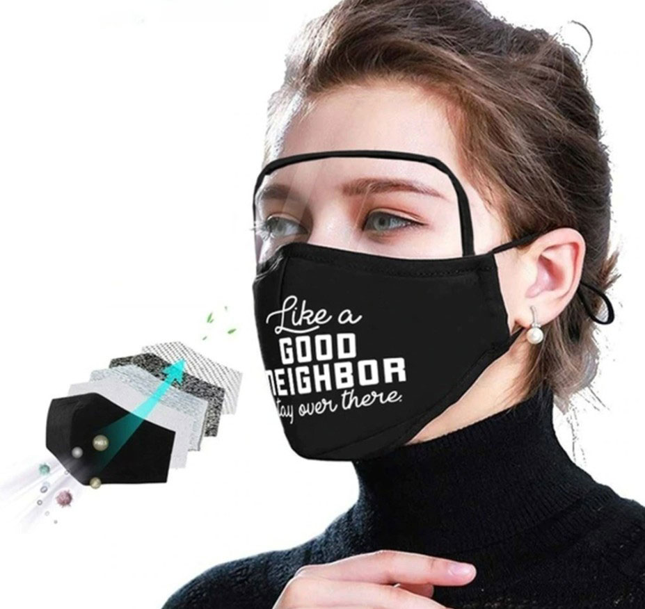 crna zaštitna maska sa štitnikom