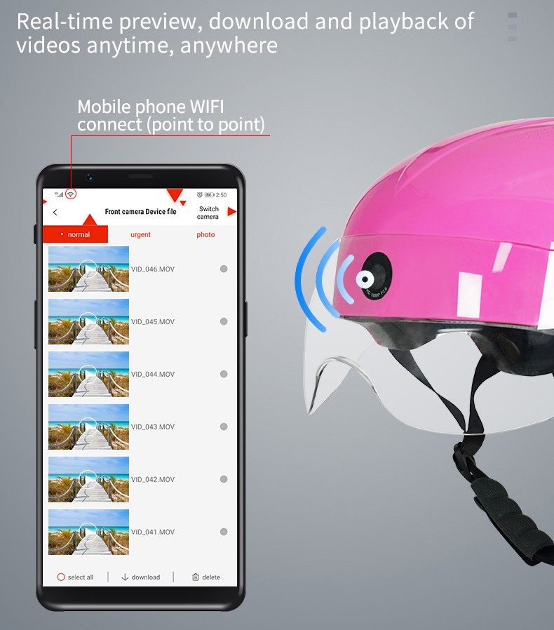 motociklistička kaciga kamera wifi veza putem aplikacije pametni telefon