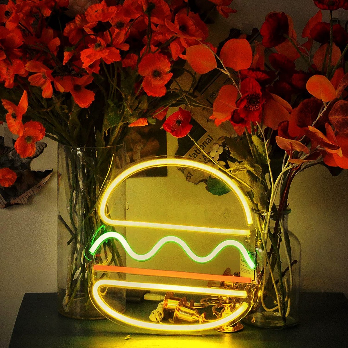 svjetlosni logo neonski restoran led ploča - burger hamburger