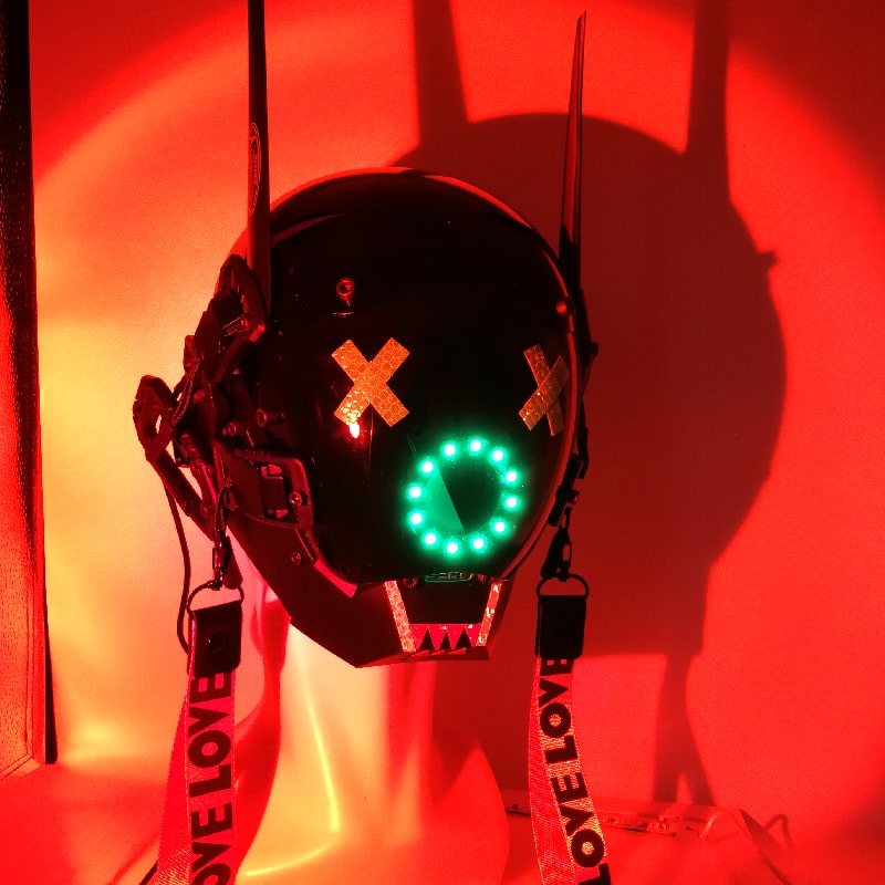Svjetleća Cyberpunk LED maska kaciga