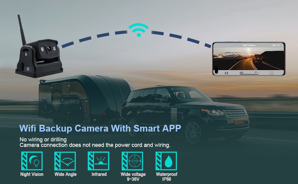 Kamera za vožnju unatrag s magnetom s prijenosom uživo na mobitel