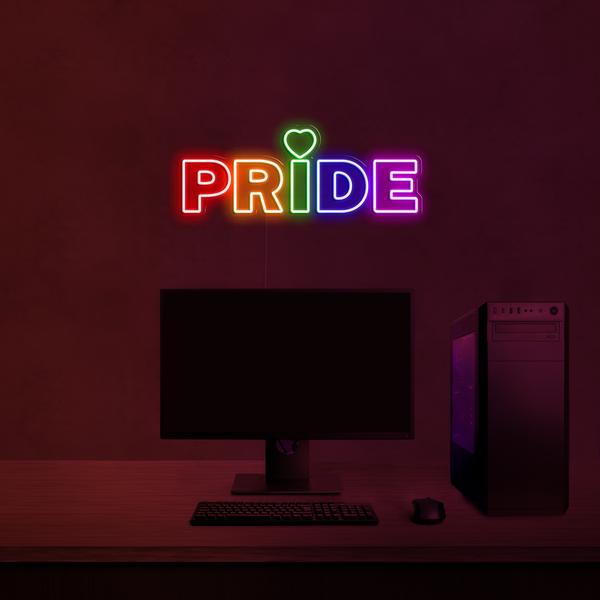 3D neonska LED reklama na višebojnom zidu - PRIDE
